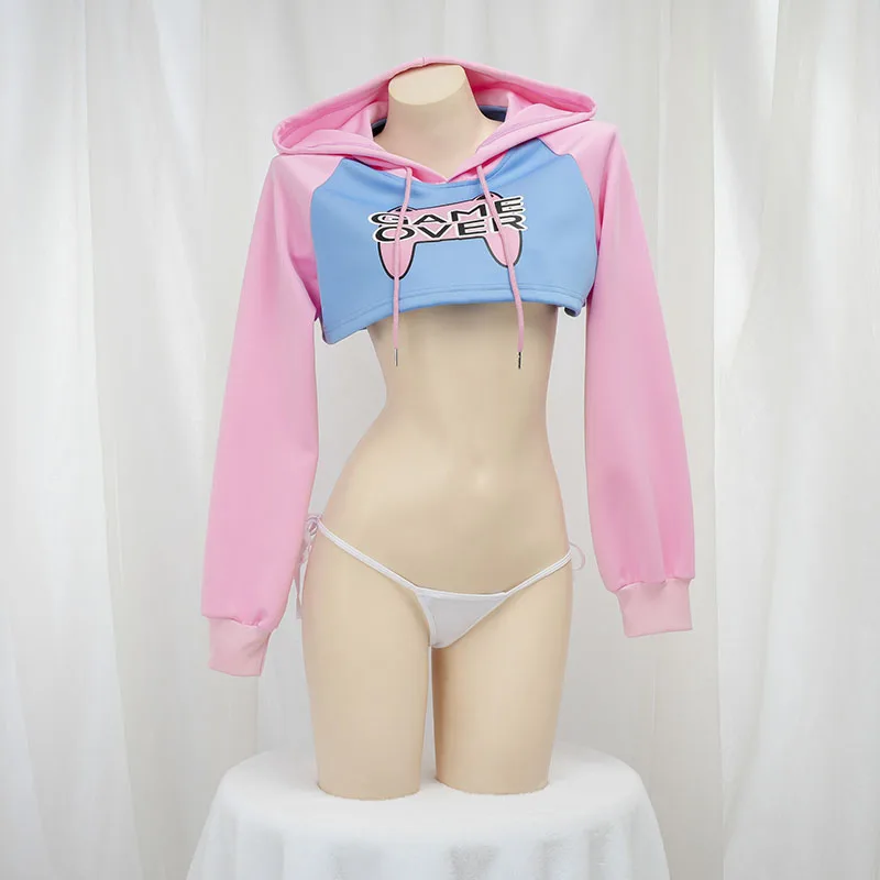 Anime Cosplay Bikini - Leuke crop-top hoodie met lange mouwen,