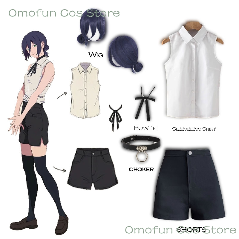 Anime Cosplay Dance - Reze Cosplay Kostuum Mouwloos Shirt Pruik