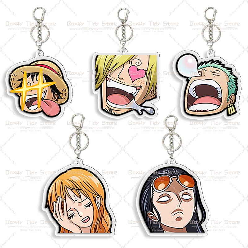 Anime Cosplay Luffy - Grappige One Piece Expressie Acryl Sleutelhanger